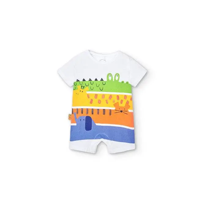 tutina corta colorata bambino Boboli in cotone con stampa animali multicolore comoda per la stagione estiva