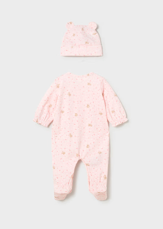 Tutina Lunga Neonata Rosa con Cappellino in Cotone - Mayoral