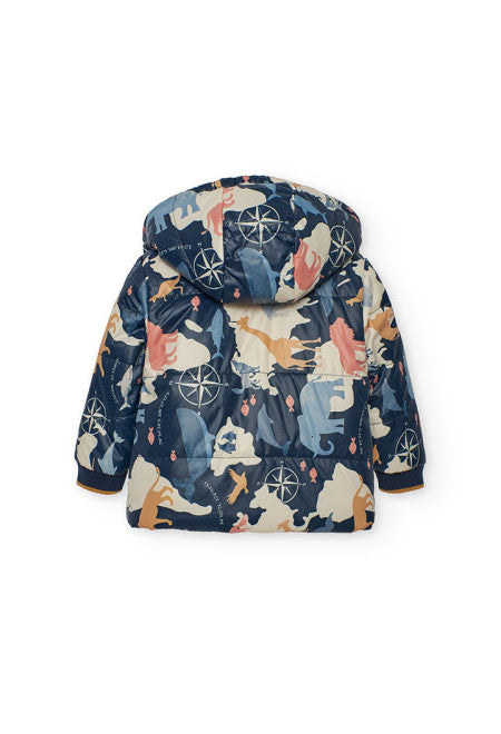 Piumino reversibile con cappuccio staccabile per bambino Boboli con stampa animale colorata