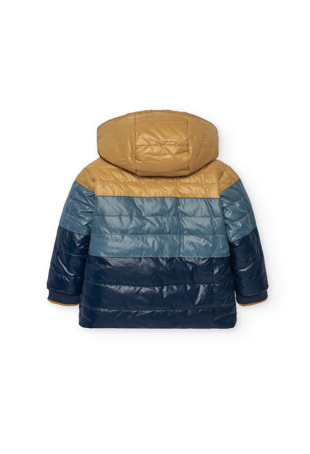 Piumino reversibile con cappuccio staccabile per bambino colore blu e marrone by Boboli