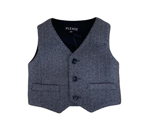 Completo elegante bambino 3 pezzi con gilet a righe e bottoni frontali per occasioni speciali