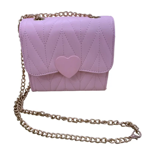 BORSA ROSA CON TRACOLLA PER BAMBINA SARABANDA con cuore e catena dorata elegante