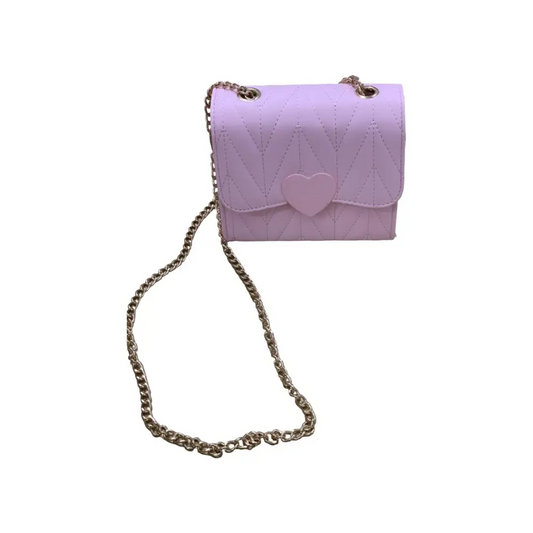 BORSA ROSA CON TRACOLLA PER BAMBINA SARABANDA in pelle con cuore e tracolla a catena dorata