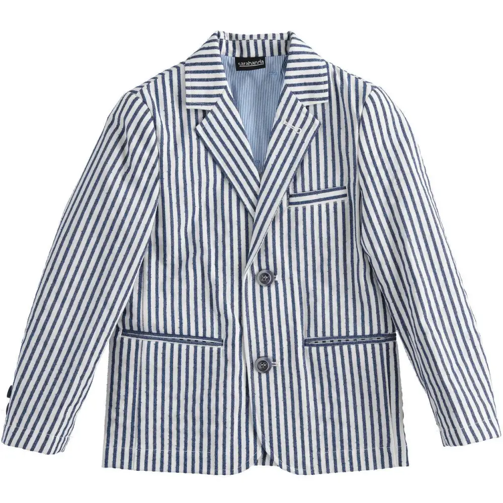 giacca elegante bambino 16 anni Sarabanda blazer a righe blu e bianco due bottoni tasche eleganti