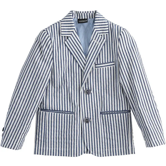 giacca elegante bambino 16 anni Sarabanda blazer a righe blu e bianco due bottoni tasche eleganti