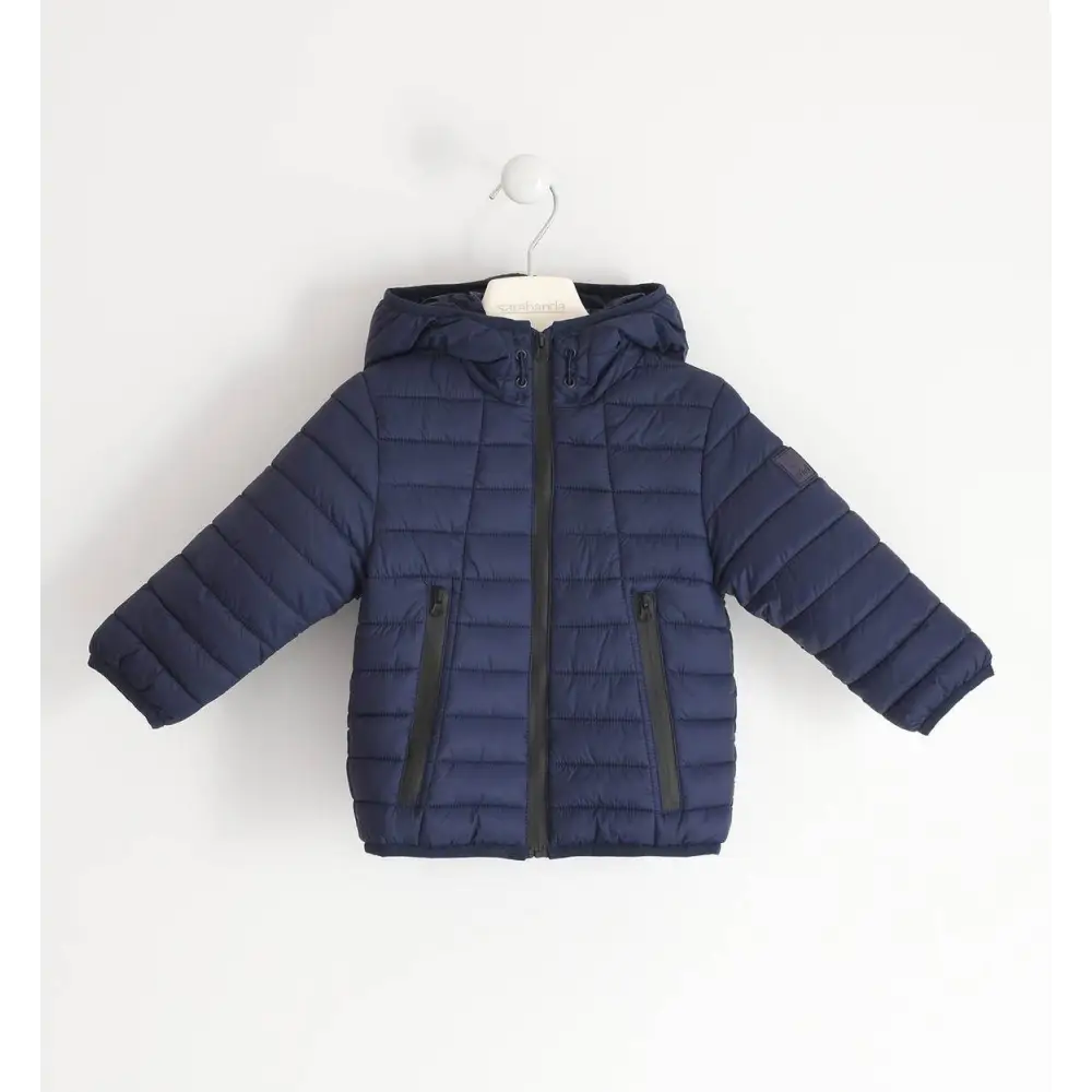 giubbotto 100 grammi bambino Sarabanda blu navy imbottito con cappuccio zip frontale e tasche