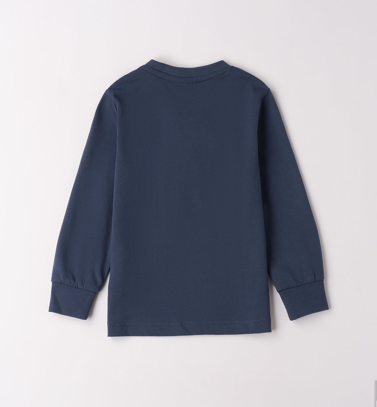 Sarabanda maglietta bambino maniche lunghe coccodrillo blu navy vista retro in cotone con polsini elasticizzati