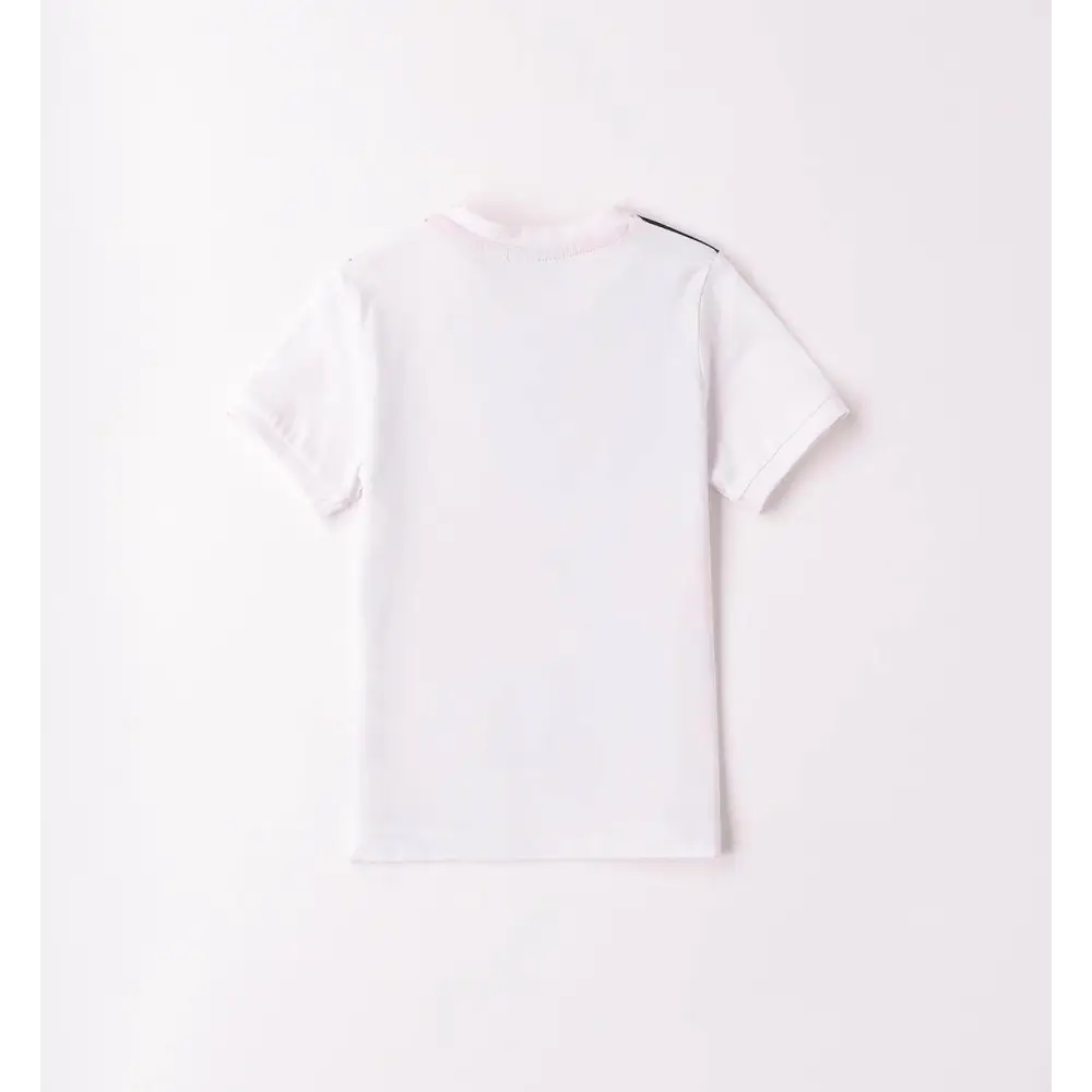 Maglietta da bambino colorata Sarabanda vista posteriore colore bianco semplice