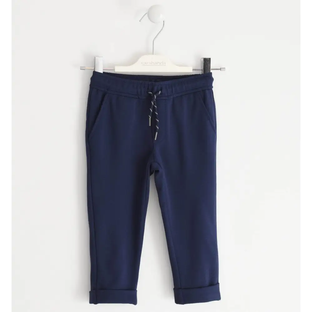 pantaloni bambino navy Sarabanda in felpa con coulisse tasche laterali e fondo risvoltato comodo per ogni giorno