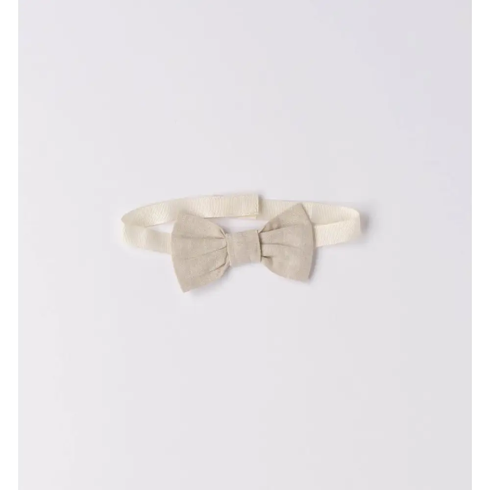 papillon elegante bambino Sarabanda in lino beige con fascia elastica regolabile accessorio cerimonia