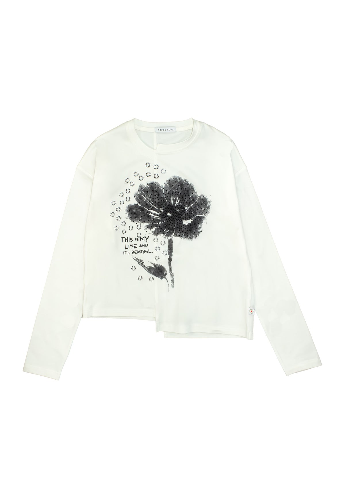 T-Shirt Ragazza TOBETOO Bianca con Stampa Frontale Grigia – Modello Teen