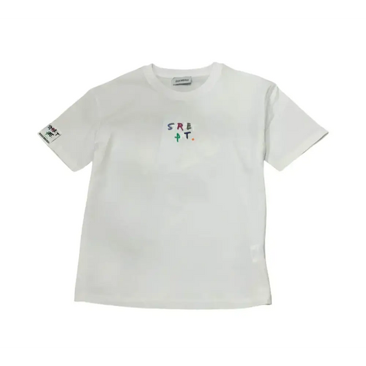 Maglietta Bikkembergs bianca con scritta colorata T-SHIRT STREET ART LIMITED EDITION sul petto