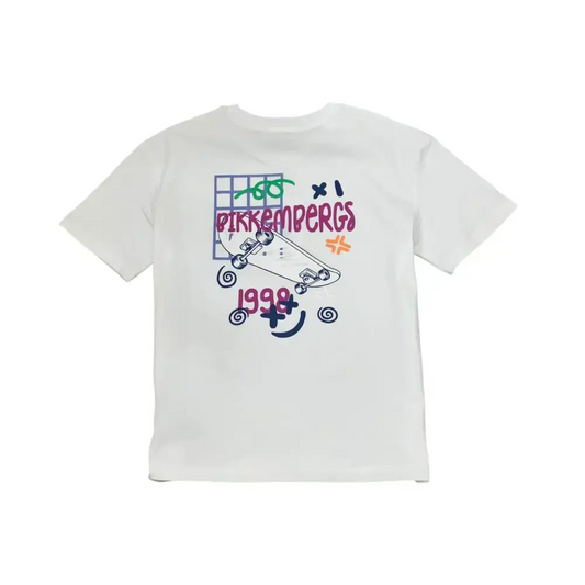 Maglietta Bikkembergs T-SHIRT STREET ART LIMITED EDITION bianca con stampa skate grafica colorata