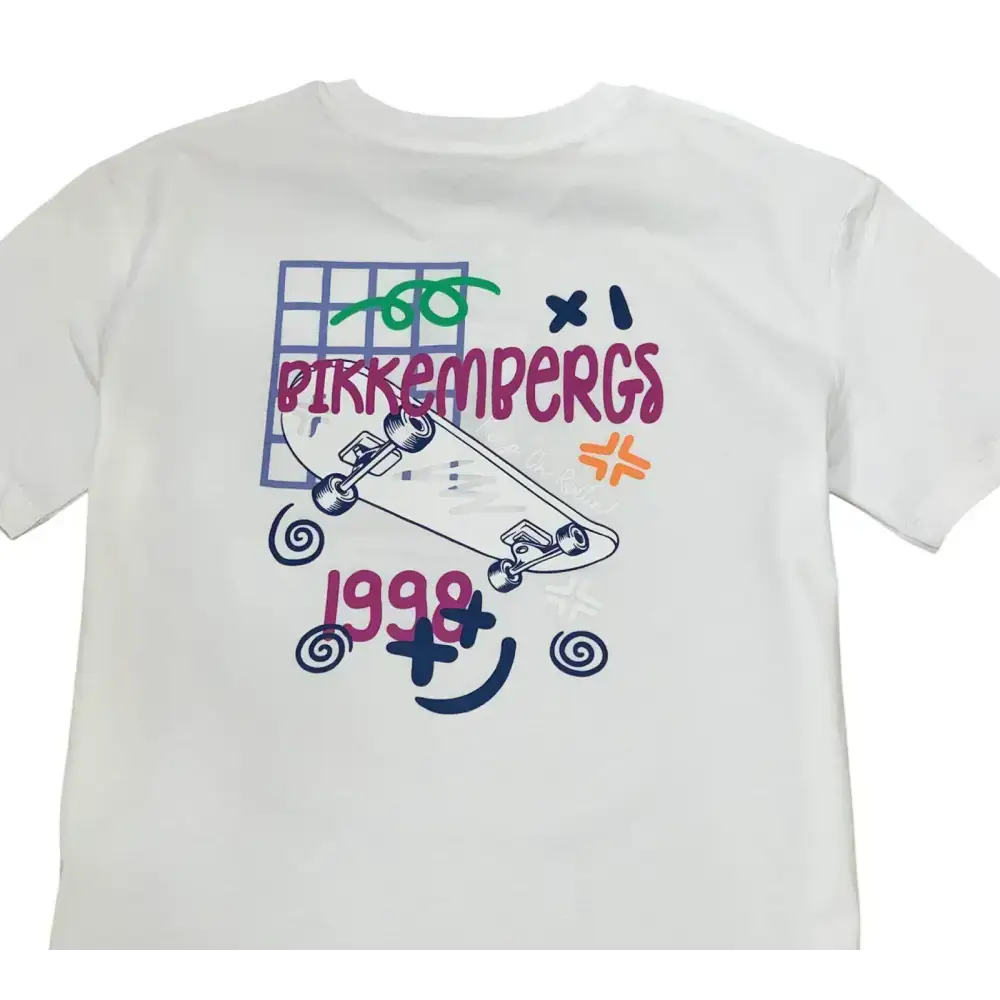 Maglietta Bikkembergs bianca con stampa grafica colorata e design skate T-SHIRT STREET ART LIMITED EDITION