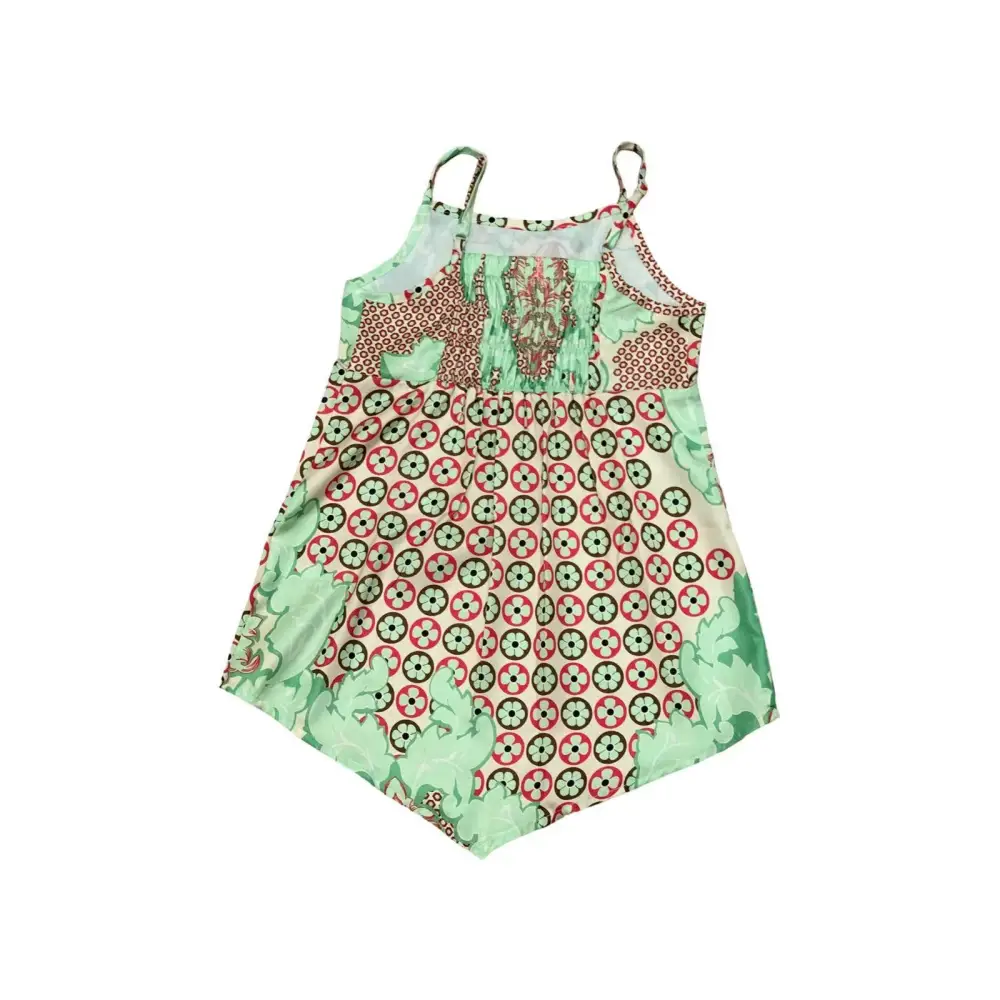 Top estivo fantasia per ragazza Y-Clù con spalline sottili e motivi floreali verdi e rossi