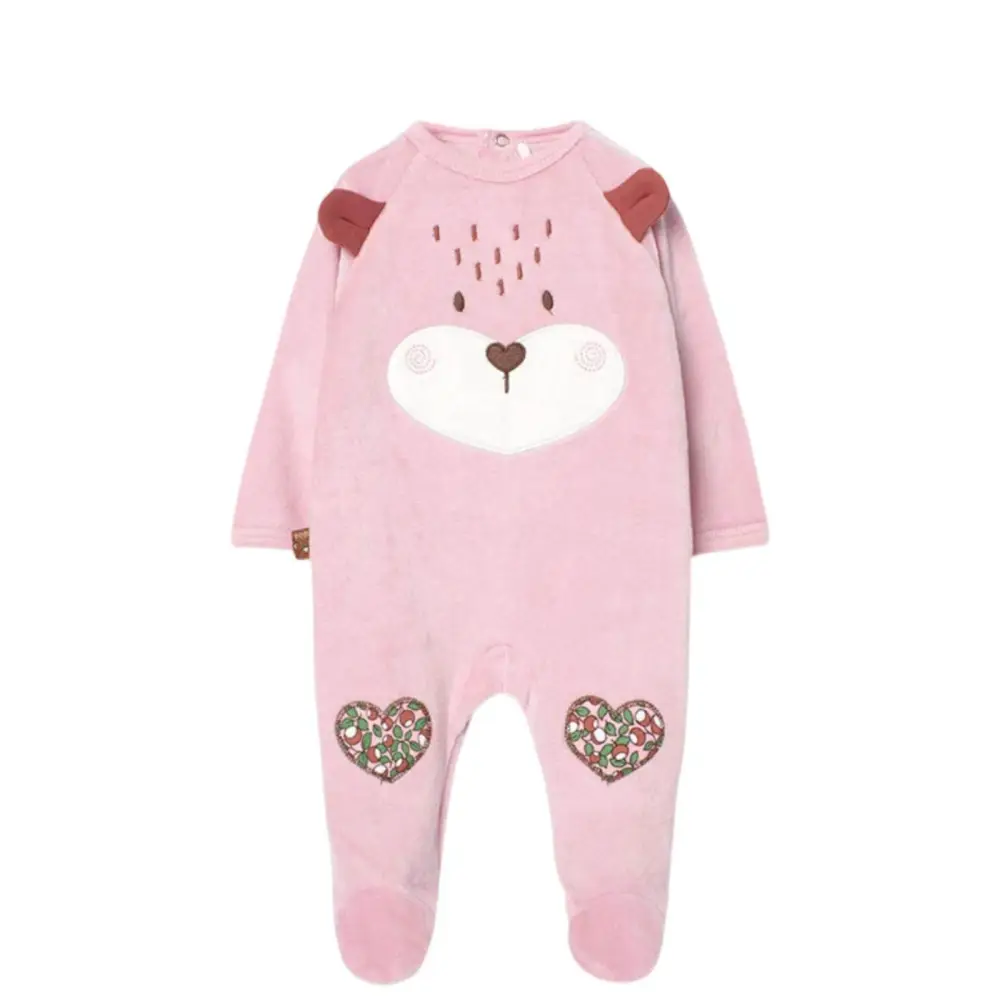 tutina ciniglia neonato rosa Boboli con stampa orso e dettagli a cuore per neonata