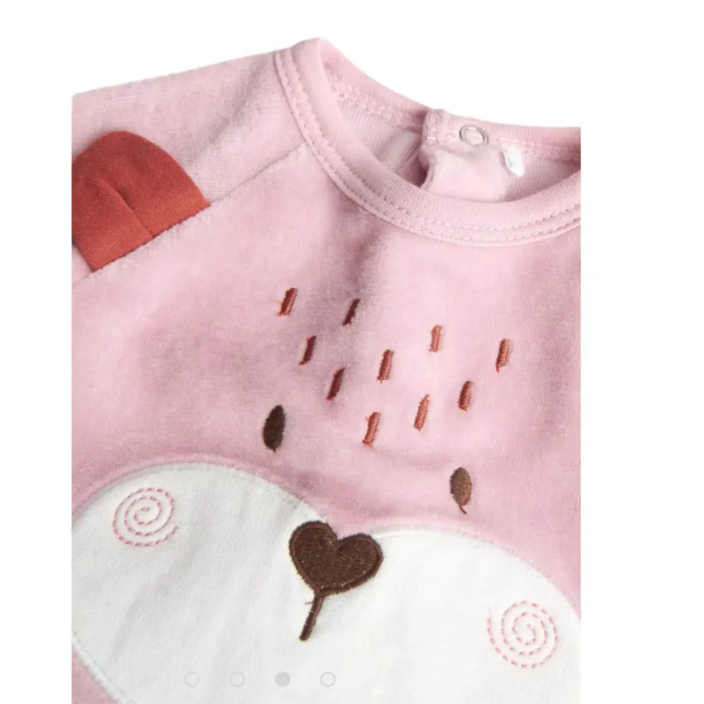 Tutina ciniglia neonato rosa Boboli con fantasia orsetto e dettagli morbidi per bambini