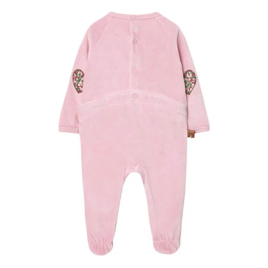 Tutina ciniglia neonato rosa Boboli con maniche lunghe e dettagli a cuore sulle ginocchia