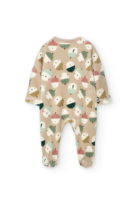 Tutina ciniglia stampato per neonati Boboli in tessuto morbido beige con motivi colorati