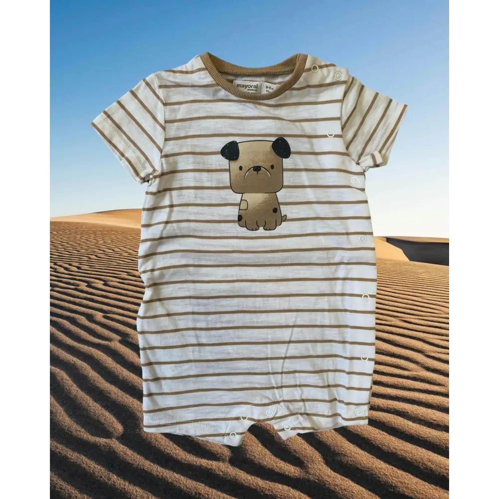 Tutina corta Rigata Bianca/beige per neonati 6-9mesi Mayoral - OOPS by BabyBimbo 0-16