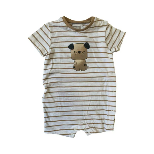 Tutina corta Rigata Bianca/beige per neonati 6-9mesi Mayoral - OOPS by BabyBimbo 0-16