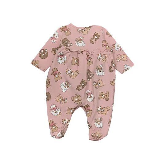 Tutina neonata orsetti rosa Mayoral con stampa orsetti marroni e bianchi su sfondo rosa pallido