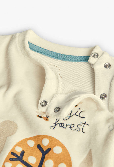 Tutina neonato in maglia bianca con animali Boboli dettaglio chiusura a bottoni a pressione