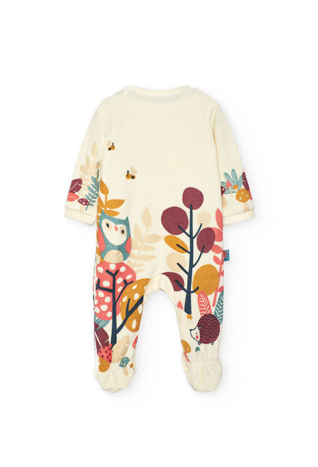 Tutina neonato in maglia bianca con animali Boboli con stampa di orso, uccello e altri animali