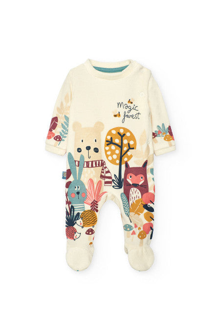 Tutina neonato in maglia bianca con animali Boboli in cotone morbido e design con orso e anatra