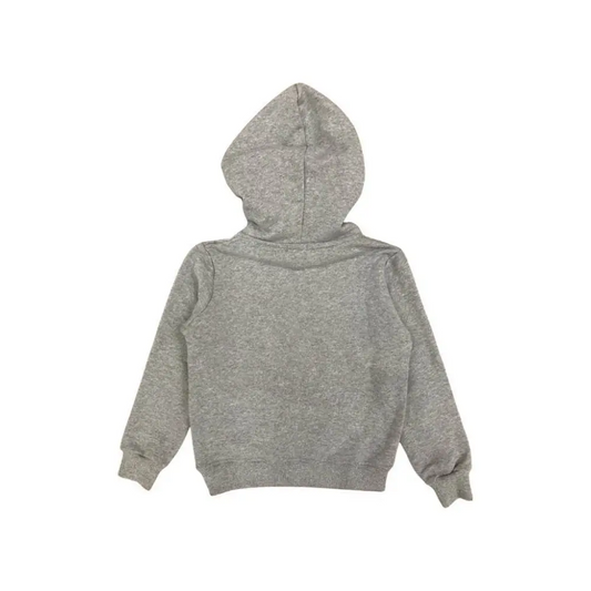 felpa bambino con cappuccio Parental Advisory grigia vista retro in cotone con polsini e orlo elasticizzato
