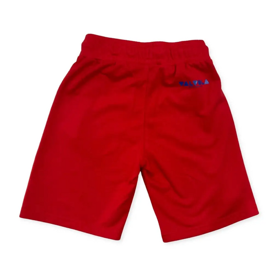 pantaloncini cotone bambino Valvola rossi con vita elastica e logo per giochi estivi e quotidiano