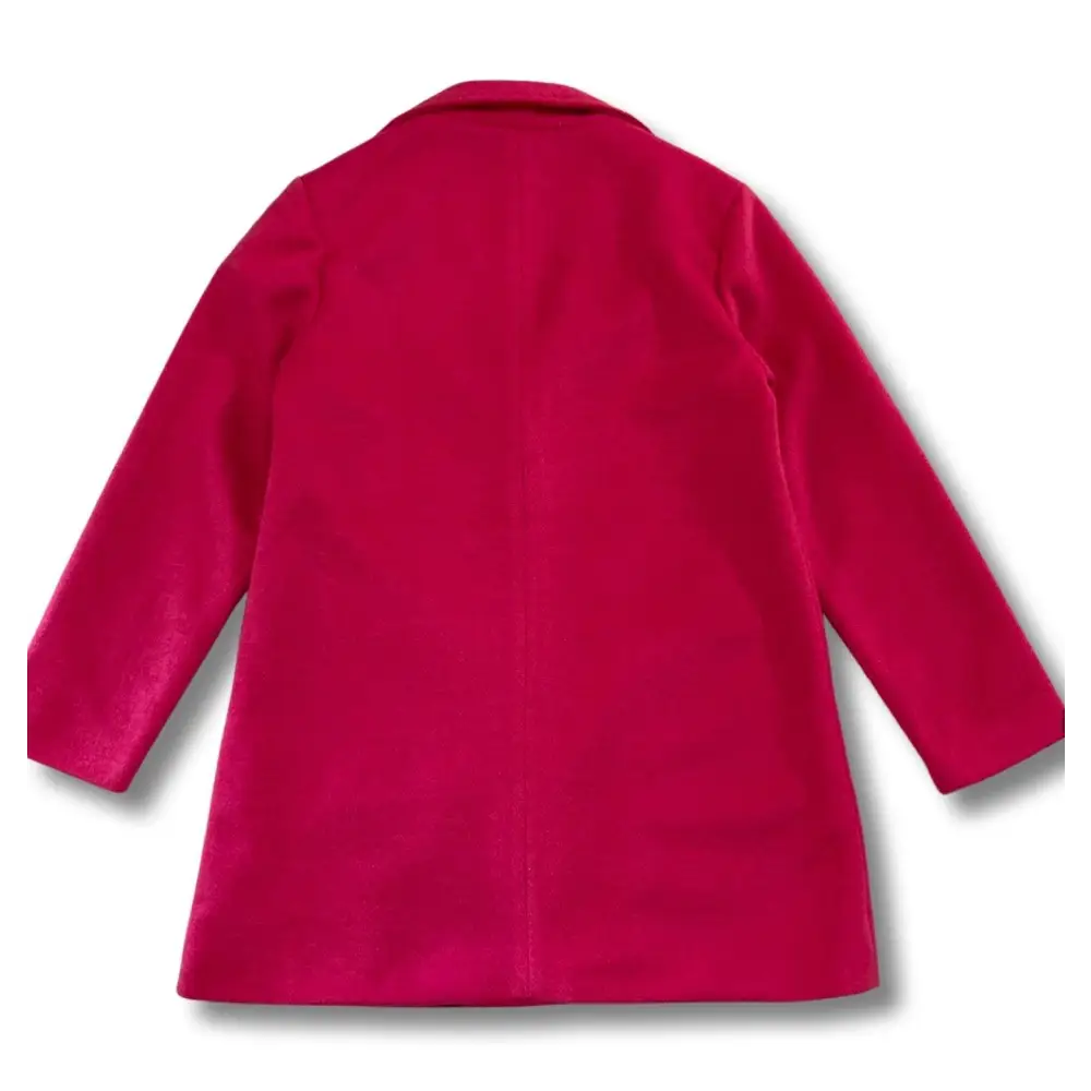 Retro di cappotto fuxia ragazza Yclù invernale per bambina con collo classico maniche lunghe e look elegante