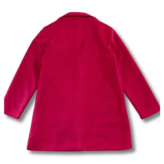 Retro di cappotto fuxia ragazza Yclù invernale per bambina con collo classico maniche lunghe e look elegante