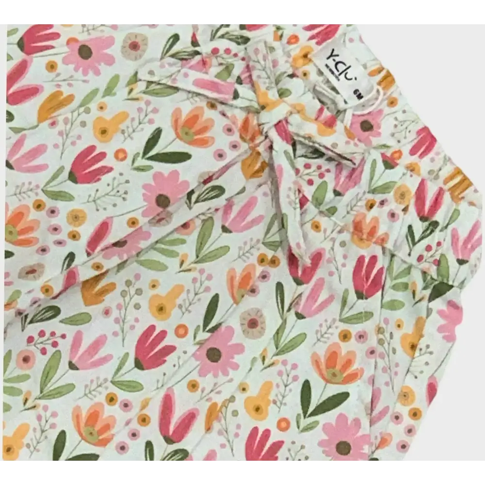 Maglietta e pantaloni fiori bimba Y-Clù completo con stampa floreale colorata per bambine