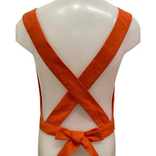 top ragazza Yclù estate arancione con spalline incrociate a croce e fiocco regolabile sulla schiena in cotone