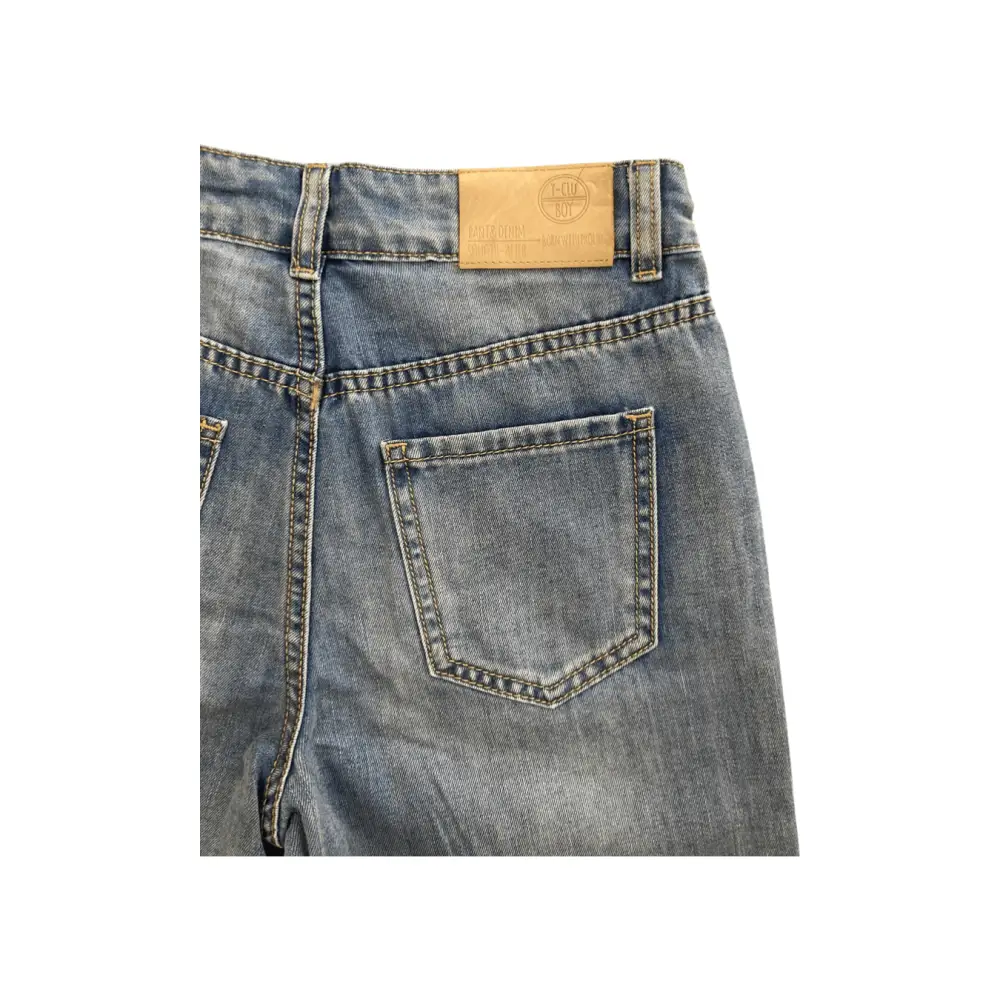 Pantalone denim Y Clu vista retro con tasche posteriori e cintura con passanti jeans corti ragazzo regolabili