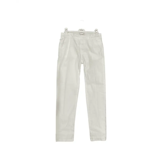 Y Clu pantaloni bianchi stretch ragazzo con vita con passanti tasche frontali e vestibilita slim per uso quotidiano