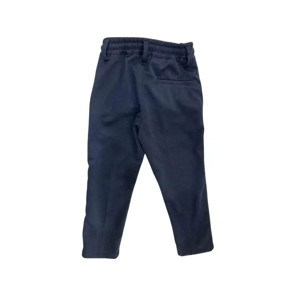 pantaloni stretch bambino 3-7 anni blu scuro elasticizzati modello YClu con vita elastica tasca posteriore e gamba affusolata