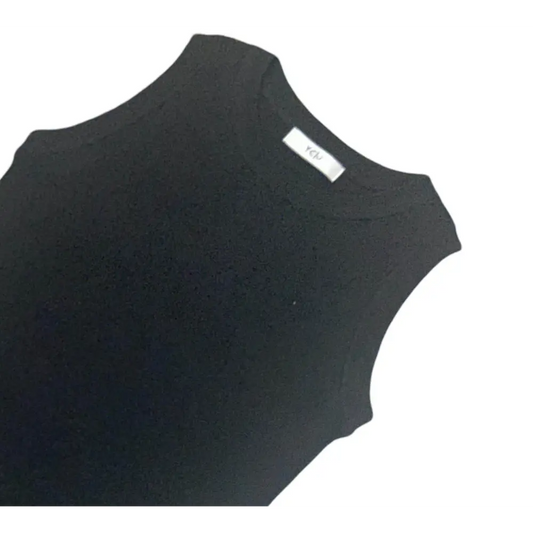 Canottiera nera bambina senza maniche Y-Clù in tessuto morbido e confortevole