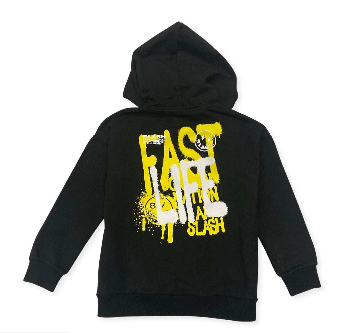 Felpa , Felpa con cappuccio e cerniera bambino 100% cotone stampata SLASH J3B380 - BabyBimbo 0-16, abbigliamento bambini