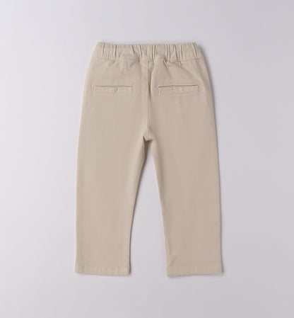 Pantaloni jeans bambino beige/panna con elastico in vita