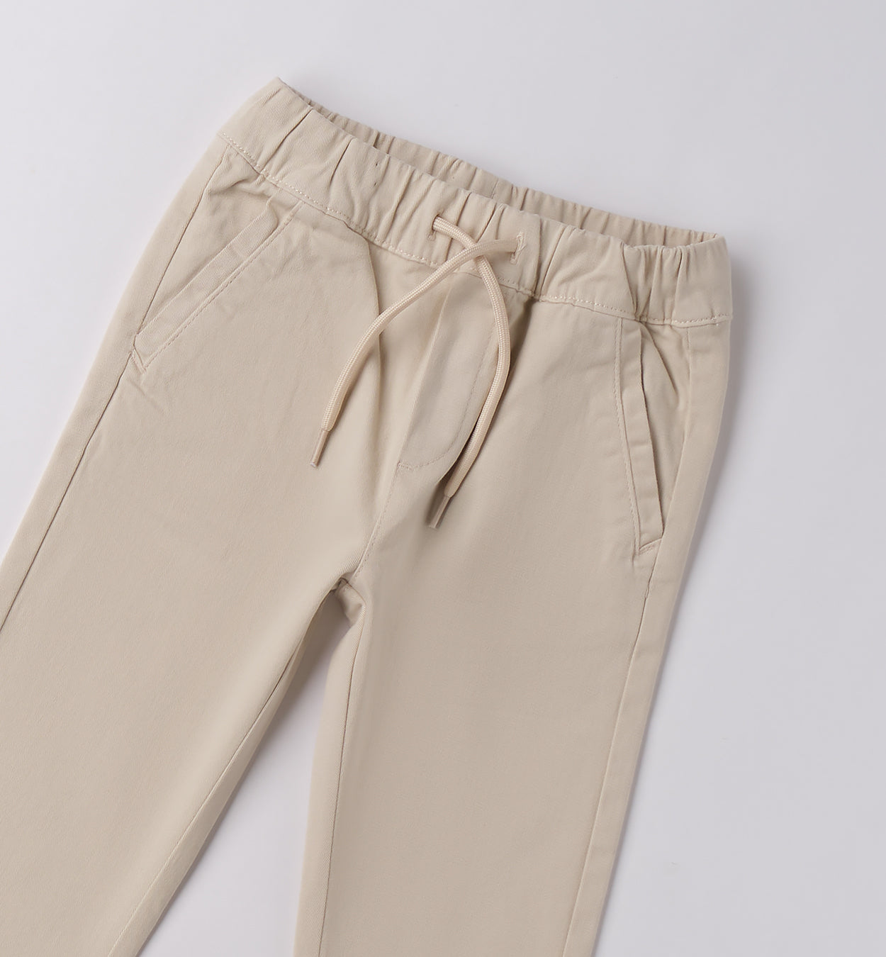 Pantaloni jeans bambino beige/panna con elastico in vita