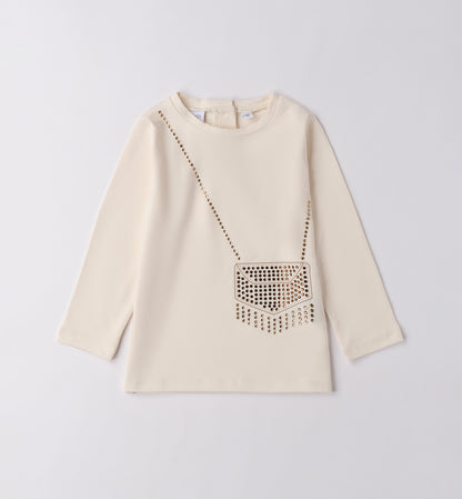 Maglietta beige a maniche lunghe