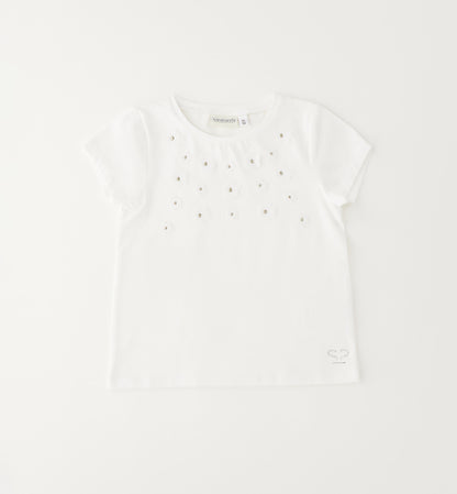 T-shirt bianca con fiori