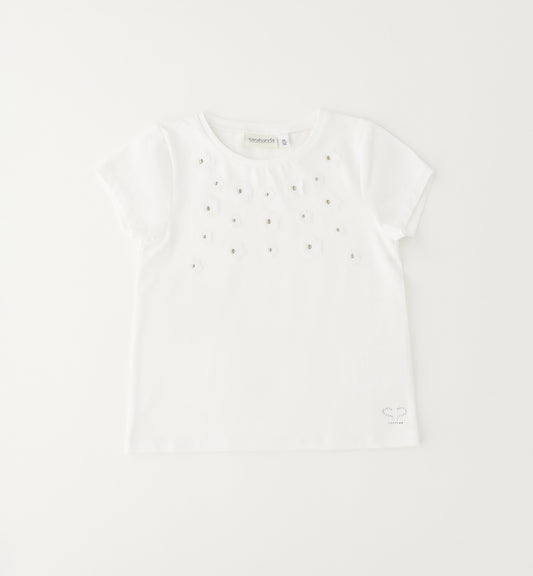 T-shirt bianca con fiori