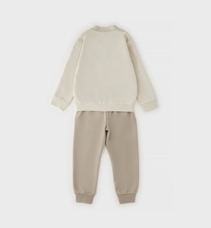 Tuta Bambino Sarabanda Beige con Felpa con Zip e Pantalone