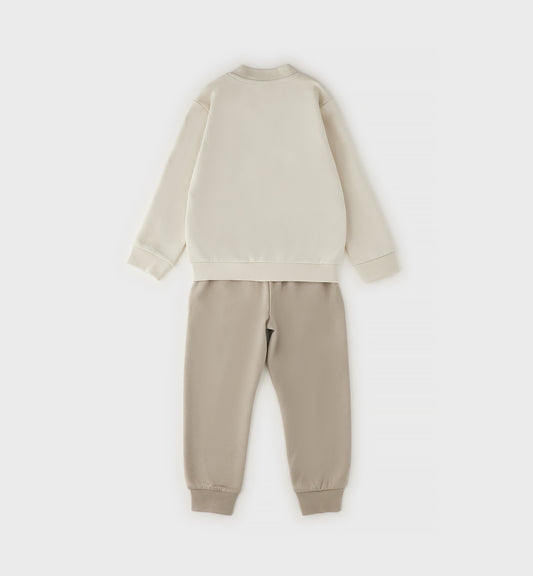 Tuta Bambino Sarabanda Beige con Felpa con Zip e Pantalone