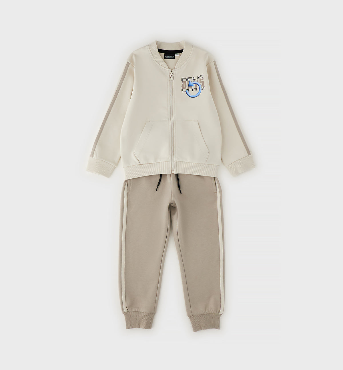 Tuta Bambino Sarabanda Beige con Felpa con Zip e Pantalone