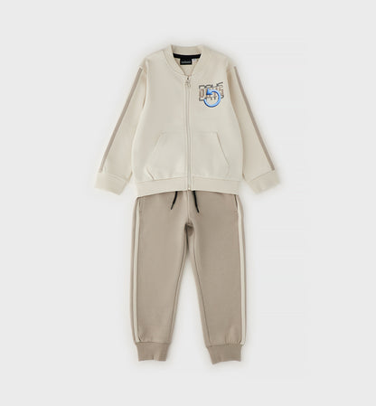Tuta Bambino Sarabanda Beige con Felpa con Zip e Pantalone