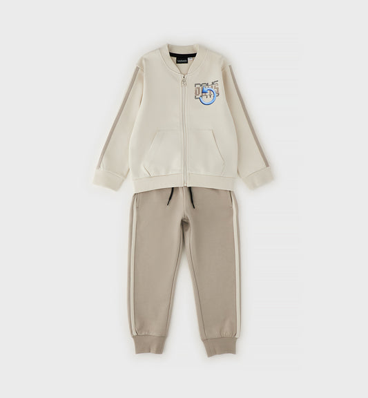Tuta Bambino Sarabanda Beige con Felpa con Zip e Pantalone